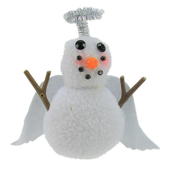 Roman 5" Plush Angel Snowman with Silver Halo Christmas Ornament - White/Silver