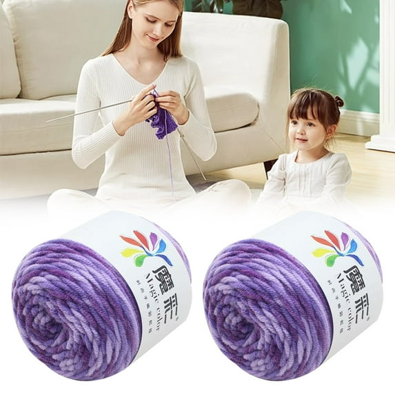 5-Ply Rainbow Cotton Handmade Crochet Diy Sweater Scarf Yarn, Lover Cotton Baby Yarn, Pure Cotton Wool Yarn Ball + Gwh91009005 Attribute, 9 Colors, 2Pc E Woolen Needle Colro:E Material:Plush