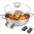 thumbnail image 1 of 5-Ply Stainless Steel Saute Pan, Stock Pot with Clear Glass Lid, Uncoated Cooking Pot with Scald-proof Silicone Handle Cover, Deep Frying Pan for Induction, Oven, Gas, Dishwasher Safe, 1 of 7