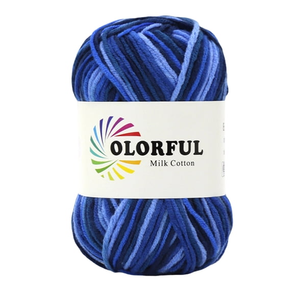 5-Ply Variegated Milk Cotton Yarn, Soft Colorful Hand Knitting Crochet Yarn, Lightweight Cotton Wool Blend for Blanket, Sweater Craft, Skein