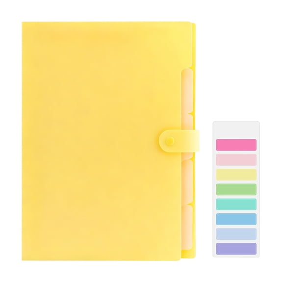 5-Pocket Expandable Accordion File Folder, Compact Expanding Plastic Folder For Receipts, Documents & Daily Office Supplies (Yellow)
