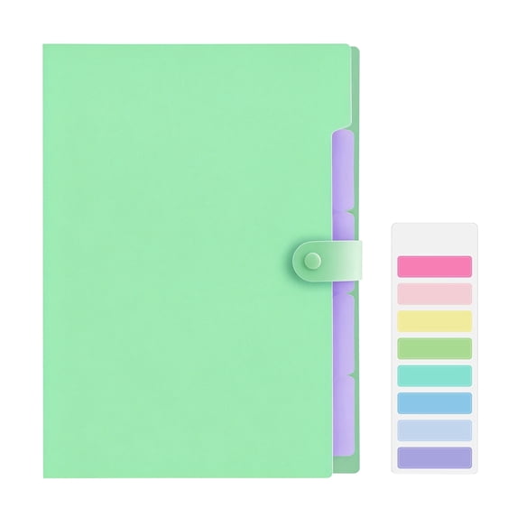5-Pocket Expandable Accordion File Folder with Label Tabs, Multi-Compartment File Organizer For Classroom Homework & Paper Storage (Green)