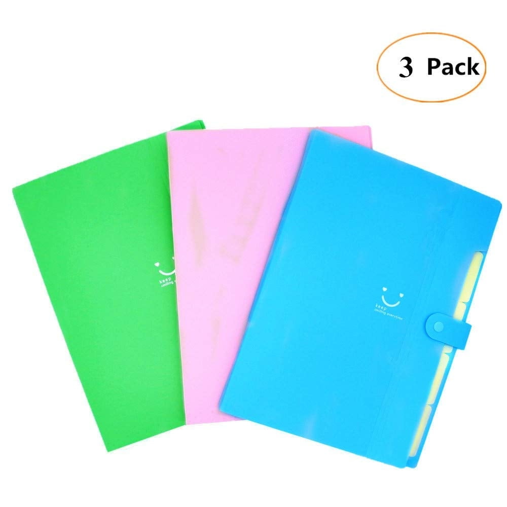 Expandable 5-Pocket Plastic File Folders and Document Organizer