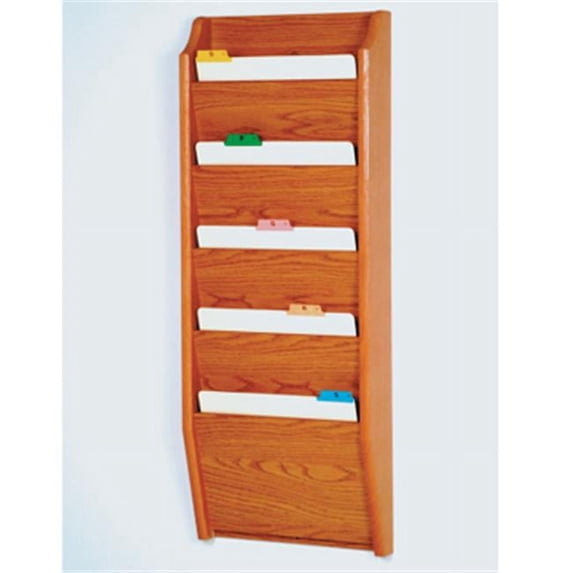 5 Pocket Letter Size File Holder in Medium Oak