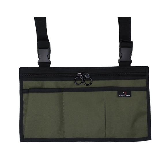 5 Pocket Side-Pack Wheelchair, Walker or Scooter Bag with Key Rings- Olive