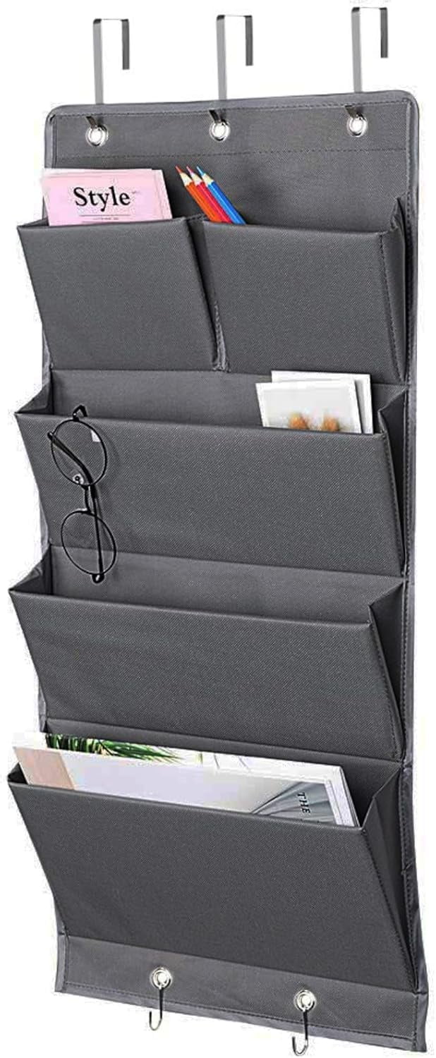5 Pockets Over the Door Organizer and Storage Hanging with Hooks, Wall ...