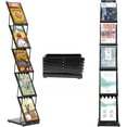 thumbnail image 1 of 5 Pockets Foldable Magazine Rack Holder Brochure Display Stand BookShelf, Display Rack Organize Books DVDs Magazines Journal for Exhibition and Trade Show Office Retail Store, 1 of 18