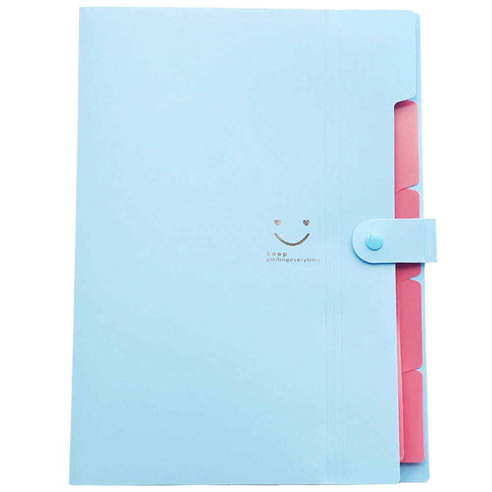 5 Pockets Plastic Expanding File Folders A4 Letter Size Snap Closure
