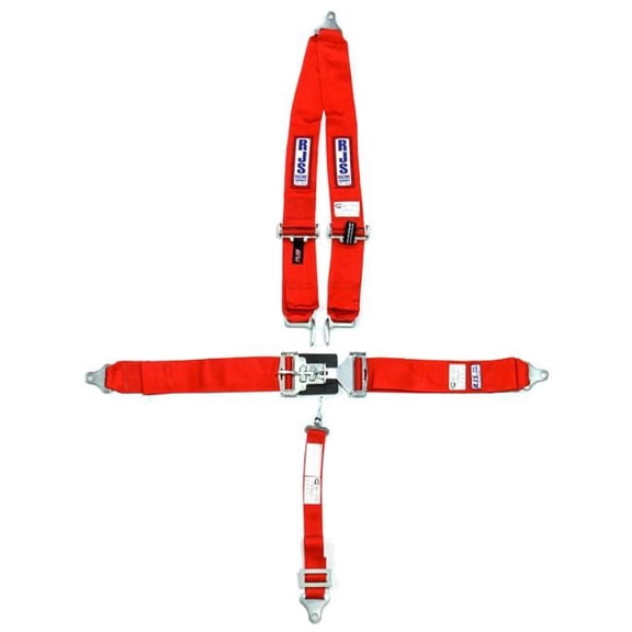 5-Point Latch Type Restraint System - Bolt-In - Roll Bar Mount Shoulder Harness - 2 in. Anti-Submarine Strap - Red