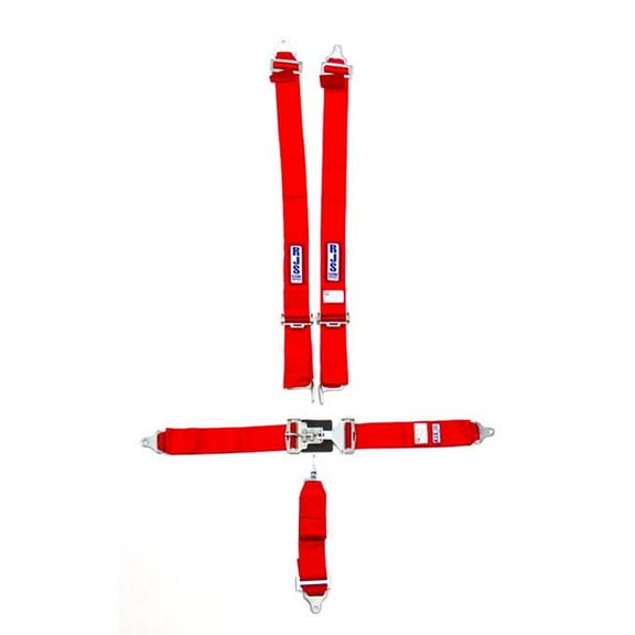 5-Point Restraint System - Individual Shoulder Harness - Bolt-In Mount - 3 in. Anti-Sub - Red