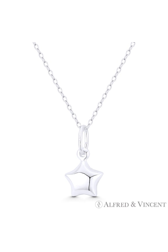 5-Point Rounded Star Celestial Charm 19x10mm (0.75x0.4in) Pendant in .925 Sterling Silver