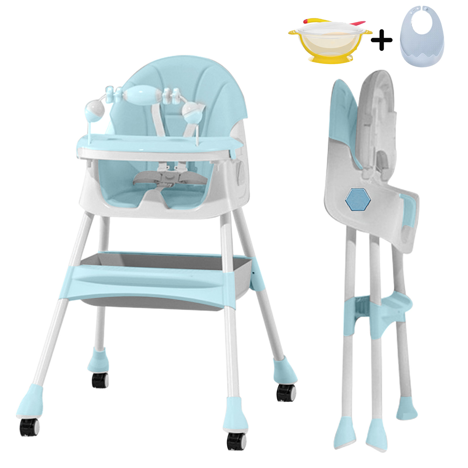 5Point Safety Belt Baby High Chair Folding Convertible HighChair for