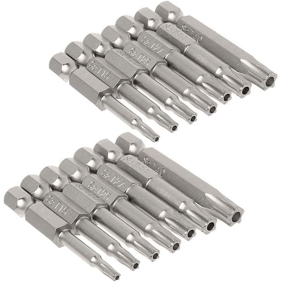 5 Point Security Star Torx Screwdriver Bits Set 14Pcs Security Star Torx Screwdriver Bits 5-Pointed Screwdriver Bit for Electric Hand Screw Driver Drill Bits, 50mm Length