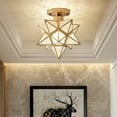 thumbnail image 1 of 5-Point Star Crystal-Style PVC Ceiling Light Fixture, Flush Mount Small Modern Hallway Lighting Lamp for Corridor Entryway Balcony Closet Gold, 1 of 6