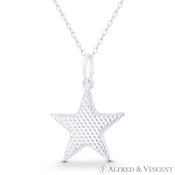 5-Pointed Star Celestial Charm 28x20mm (1.1x0.8in) Pendant & Chain Necklace in .925 Sterling Silver