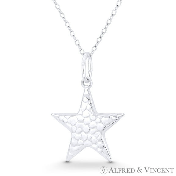 5-Pointed Star Celestial Charm 28x20mm (1.1x0.8in) Pendant & Chain Necklace in .925 Sterling Silver