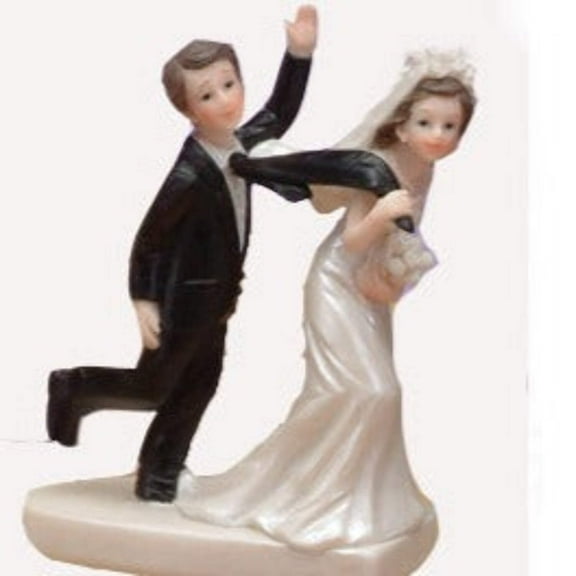 5 Poly Resin Wedding Cake Topper Bride Pulling Groom