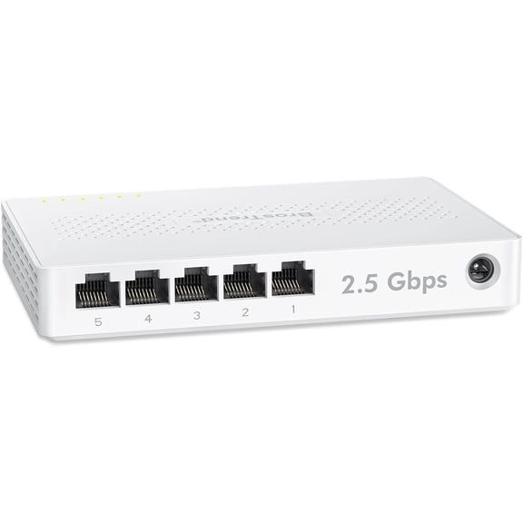 5 Port 2.5GB Switch, Unmanaged Ethernet Switch for Game Console, PC, NAS, etc. 2.5 Gigabit Network Switch Fanless Plug & Play, Multi-Gigabit Switch, Desktop / Wall Mount, Lifetime Protection