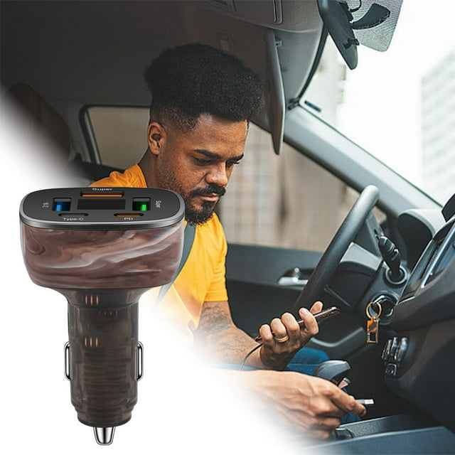 5 Port 3USB 2pd Interface Car Phone Charger with Voltage Display PD 96W