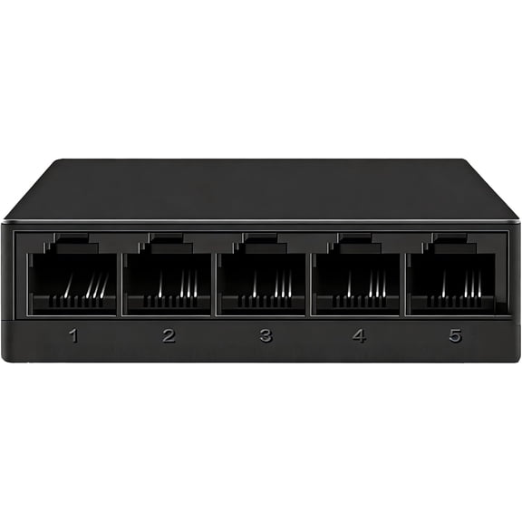 5 Port Fast Ethernet Switch 100Mbps USB 5V Powered Black Plastic Desktop Network Splitter Hub Plug and Play for Home Office Camera