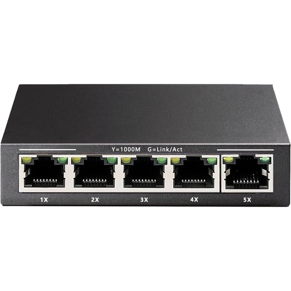 5 Port Gigabit Ethernet |10/100/1000Mbps|Mini Metal Housing |Plug&Play|Fanless Design| Desktop Ethernet Splitter |Unmanaged Network