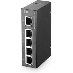 5 Port Gigabit Industrial DIN-Rail Ethernet Switch, Mini Size, Type-C Powered, Fanless LAN Splitter Hub, Unmanaged IP40 Network Switch (-40 to 185F), 10Gbps Capacity