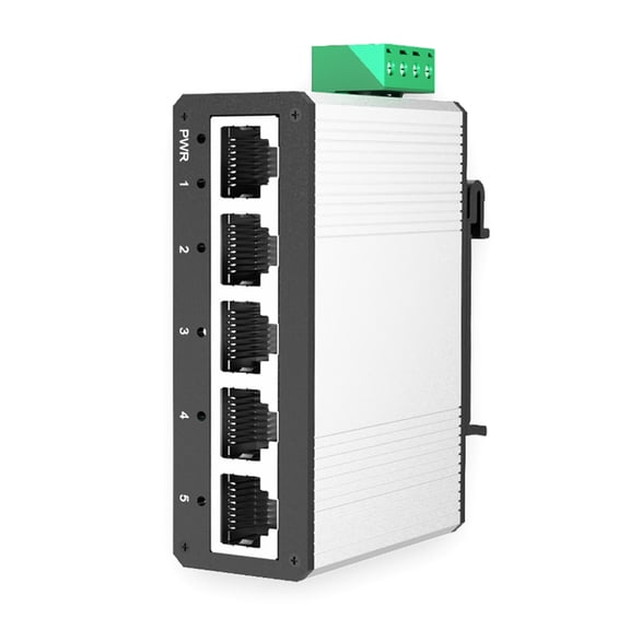 5 Port Industrial Gigabit Ethernet Switches Aluminum Alloy Rails Mount IP40 Excludes Power Adapter