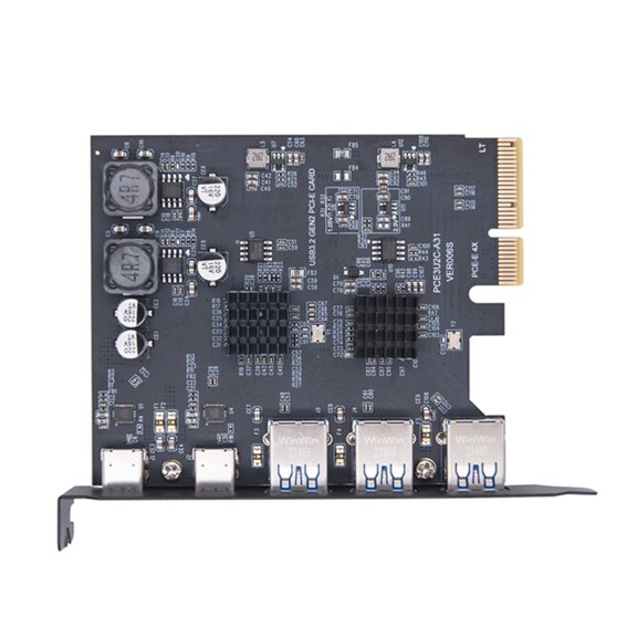 5 Port PCIEx4 to USB3.0 Adapter Card for Desktop Computers Fast Transfer PCIE USB Expansion Card