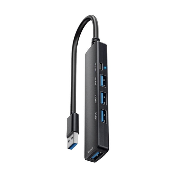 5 Port Powred USB3.0 Hubs, USB Extender USB Splitter with 5V USB C Power Data Port USB Extender for Laptop PC Car