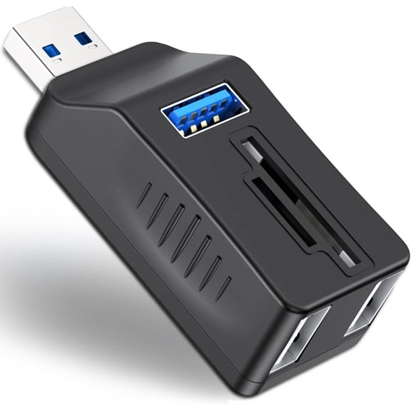5-Port USB 3.0 Hub with SD TF Card Reader, USB Extender Adapter with Memory SD/Micro SD Card Reader, USB 3.0/2.0 Ports, Portable USB Splitter for Laptop,PC, Camera, Flash Driver, HDD, Dash Cam