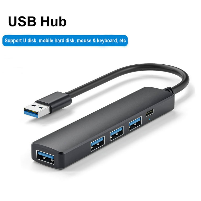 5-Port USB 3.0 Hub, Ultra-Slim USB Hub with USB-A Powered Port, Data USB Splitter Charging Supported Compatible with MacBook, Laptop, Surface Pro, PS4