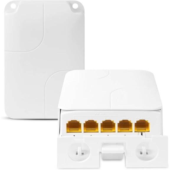 5-Ports Gigabit PoE Extender with IEEE 802.3 af/at & IP65 Waterproof, 1 PoE In & 4 PoE Out