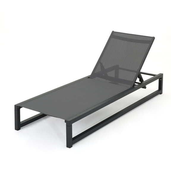 5-Position Adjustable Outdoor Chaise Lounge, Aluminum Frame & Textilene Mesh, 400LB Capacity Patio Pool Lounge Chair,Black