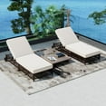 thumbnail image 1 of 5-Position Adjustable Outdoor Chaise Lounge Set of 2, PE Rattan & Iron Poolside Lounge Chair with Cushion and Wheels for Patio, Backyard, Garden (Brown+Beige), 1 of 9