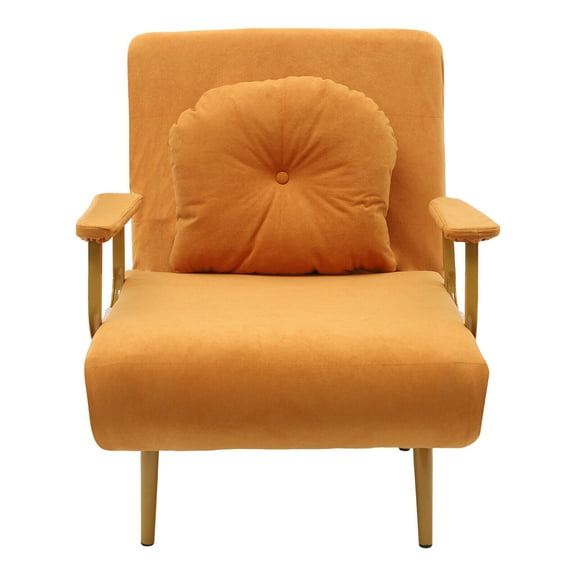 5-Position Orange Convertible Sofa Bed - Foldable Twin Bed (74.8in), 286lb Capacity, Modern Flannelette