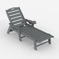 thumbnail image 1 of 5-Position Patio Lounge Chair for Outside, HDPE Outdoor Chaise Lounge with Cup Holder, Resin Pool Lounger Chair, Gray, 1 of 7