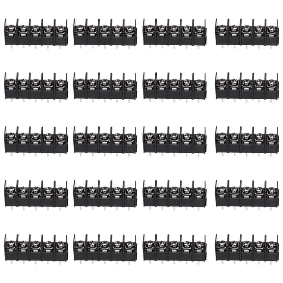 5 Position Screw Terminal Blocks, 300V 20A 7.62mm Pitch 5 Circuit Single Row Terminals Strip Wire Connectors for Electrical Wire Connecting Marine Car Audio, Pack of 20