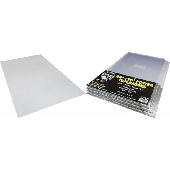 (5) Poster Toploaders - 24"x36" - High Impact Rigid PVC Toploading Holders