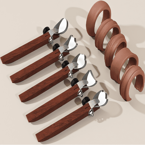 5 Pottery Handle Making Tools, Stainless Steel Clay Sculpting Carving Shaping Set for Tea Cup Mug Vase