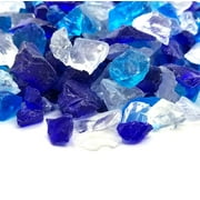 5-Pound Blue & Ice Blend Multi-Purpose Premium Decor & Fire Glass Rock 1/4"-1/2" inch - for Use in Fire Features, Aquariums, Apothecary, Jars, Vase, Potted Plants, Fire Bowls, Etc. Stellar Blend