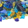 thumbnail image 1 of (5-Pound) - Blue Teal & Gold Multi-Purpose Premium Decor & Fire Glass Rock 1/4"-1/2" inch - for Use in Fire Features, Aquariums, Apothecary, Jars, Vase, Potted Plants, Fire Bowls, Etc. (Royal Blend), 1 of 1
