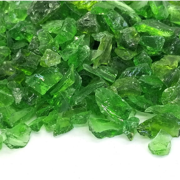 (5-Pound) GREEN Multi-Purpose Premium Decor & Fire Glass Rock 1/4"-1/2" inch - for Use in Fire Features, Aquariums, Apothecary, Jars, Vase, Potted Plants, Fire Bowls, Etc. (Green)