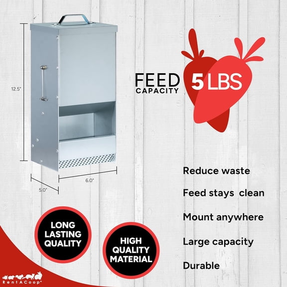 5 Pound Metal Trough Feeder for Rabbits, Guinea Pigs, Ferrets, and Other Small Animals