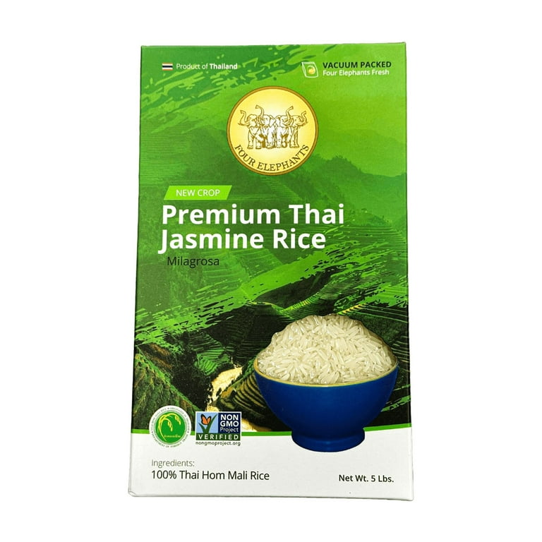 Four Elephants, Premium Thai Hom Mali Jasmine Rice, 5 lbs