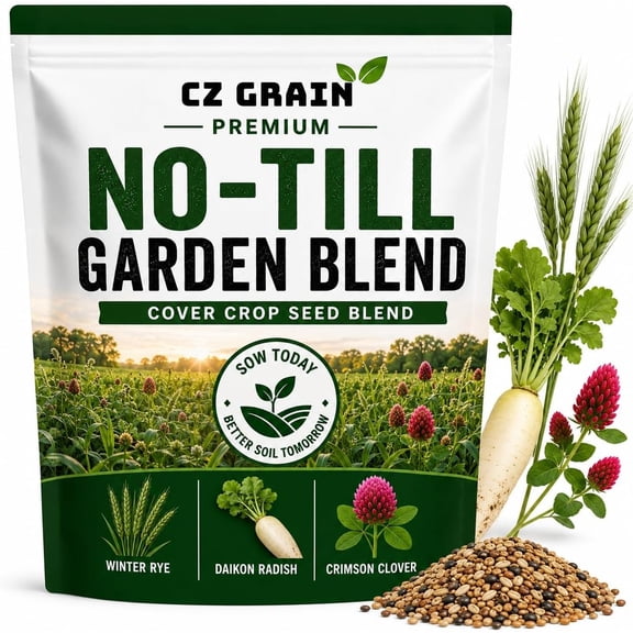 5 Pounds Throw and Grow No-Till Garden Cover Crop Seed Blend for Planting, Winter Rye, Daikon Radish & Crimson Clover Mix for Raised Beds, Vegetable Gardens & Soil Improvement