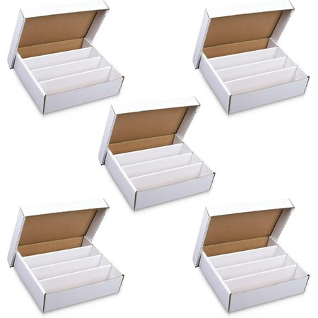 (5) Premium 3200 Count Storage Box 4 Row Monster - 200 Pound Test Strength - Trading Card Cardboard Box For Football, Basketball, Baseball & Gaming Cards - 5 Boxes - MADE IN THE USA
