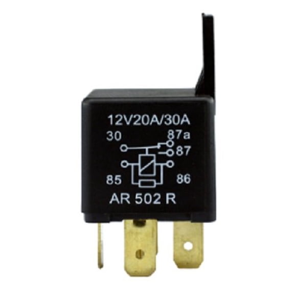 5-Prong ISO Relay 12 Volt 20/30A, SPCO Contact, With Bracket, Snubber Resistor