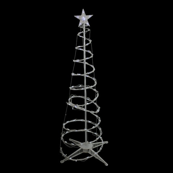 Northlight LED Lighted Spiral Cone Tree Outdoor Christmas Decoration - 5' - Pure White Lights