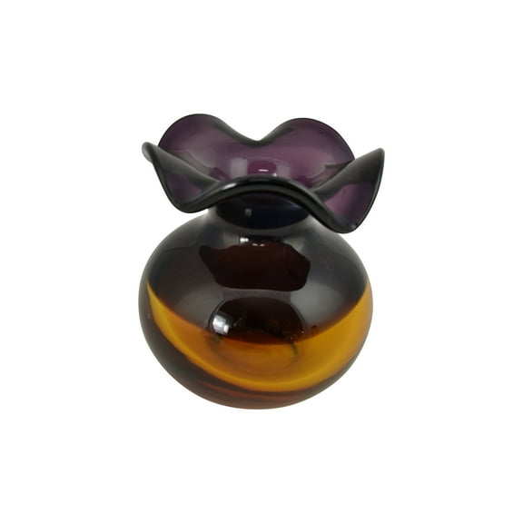 5" Purple and Amber Hand Blown Vase