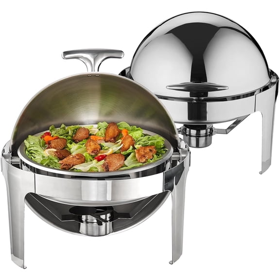 5 QT Chafing Dish Buffet Set Round Stainless Steel Foldable Chafers And Buffet Warmers Sets W/Fuel Holder And Lid For Catering Party[Energy Class A]